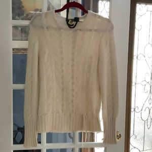 Cream cashmere sweater with side tie